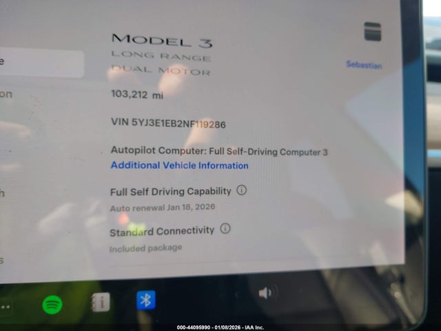 Tesla Model 3 Long Range Dual Motor All-wheel Drive 2022 5YJ3E1EB2NF119286 Image 15
