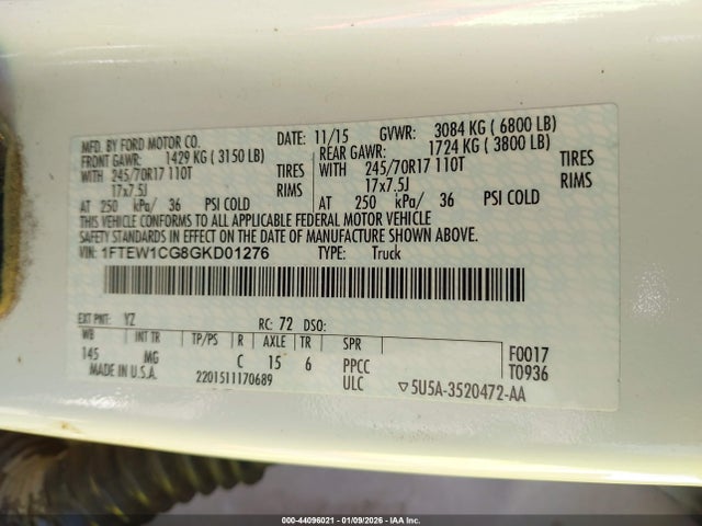 2016 FORD F-150 1FTEW1CG8GKD01276 Photo 8