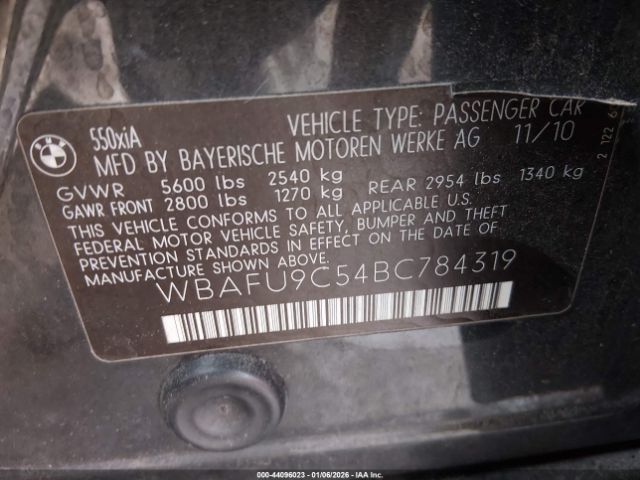 2011 BMW 550I WBAFU9C54BC784319 Photo 8