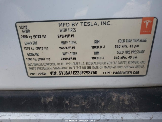 2018 TESLA MODEL S 5YJSA1E22JF293750 Photo 8