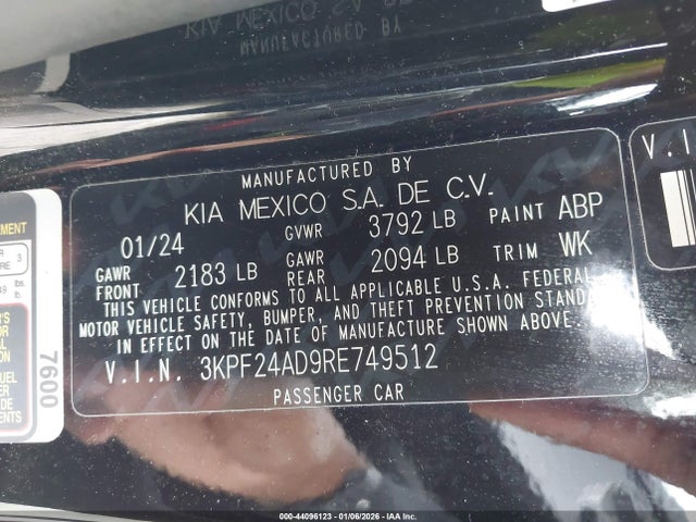 3KPF24AD9RE749512 KIA FORTE LX