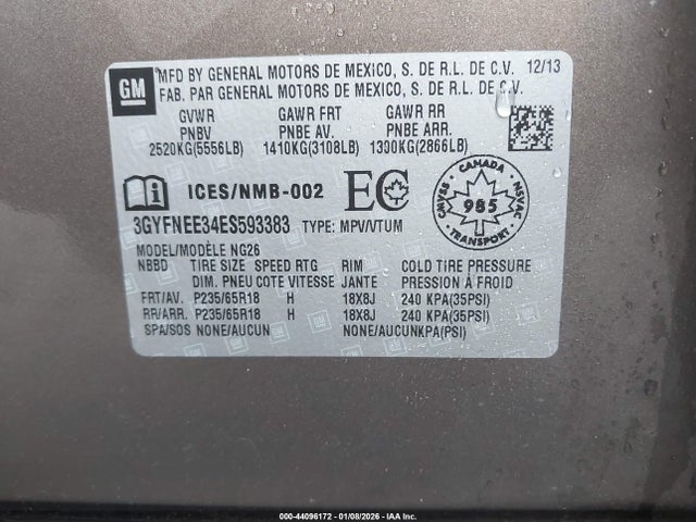 2014 CADILLAC SRX 3GYFNEE34ES593383 Photo 8