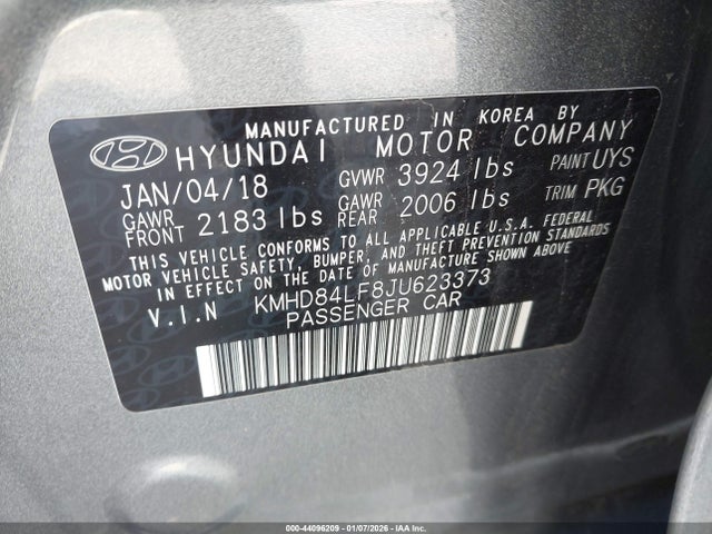 KMHD84LF8JU623373 Hyundai ELANTRA SEL
