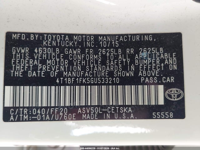 Toyota CAMRY SE 2016 4T1BF1FK5GU533210 Image 9