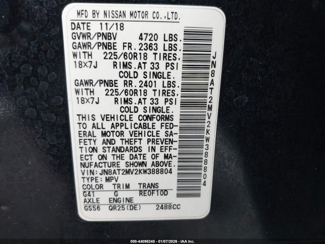 Nissan ROGUE SV 2019 JN8AT2MV2KW388804 Image 9