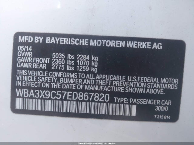 2014 Bmw 335i Gran Turismo Xdrive მანქანა იყიდება აუქციონზე, vin: WBA3X9C57ED867820, აუქციონის ნომერი: 44096269