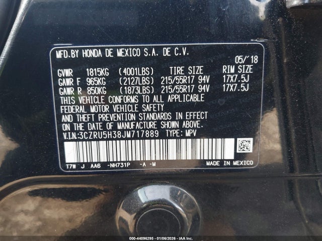 3CZRU5H38JM717889 Honda HR-V LX