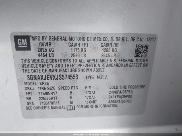 2018 CHEVROLET EQUINOX 3GNAXJEVXJS574553 Photo 8