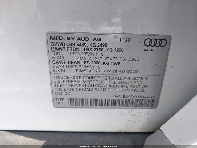 2021 AUDI Q5 WA1BAAFYXM2035836 Photo 8