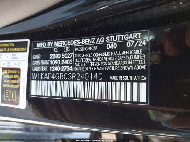 W1KAF4GB0SR240140 Mercedes-Benz C 300