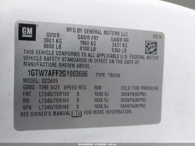 GMC Savana 2500 Work Van 2016 1GTW7AFF2G1903696 Image 9