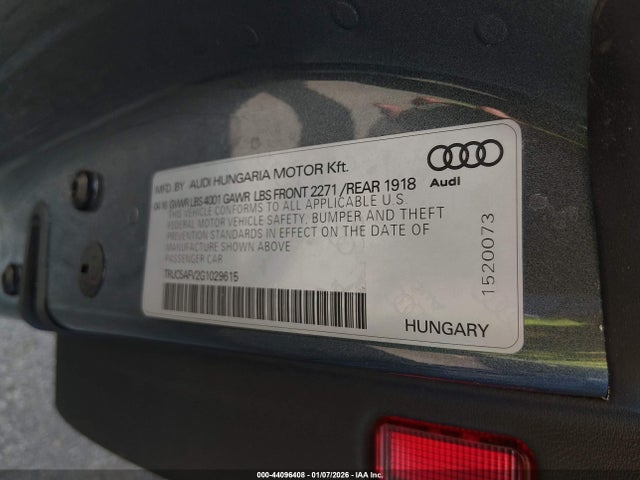 2016 AUDI TT TRUC5AFV2G1029615 Photo 8