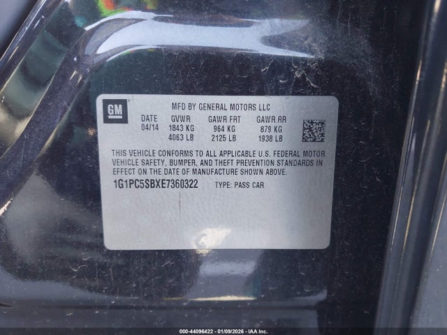Chevrolet Cruze 1lt Auto 2014 1G1PC5SBXE7360322 Image 9