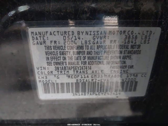 3N1AB7AP6EY247414 Nissan SENTRA SR