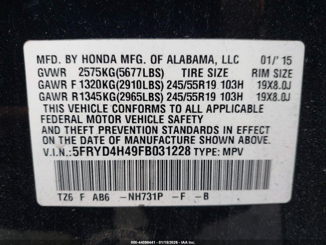 2015 ACURA MDX 5FRYD4H49FB031228 Photo 8
