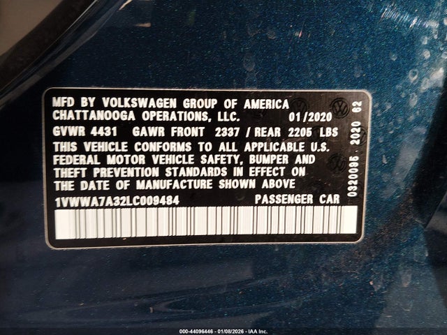 1VWWA7A32LC009484 Volkswagen Passat 2.0t Se