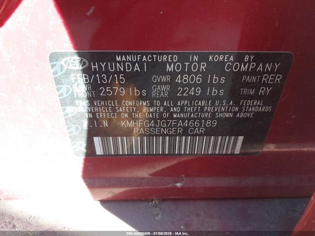 Hyundai Azera 2015 KMHFG4JG7FA466189 Image 9