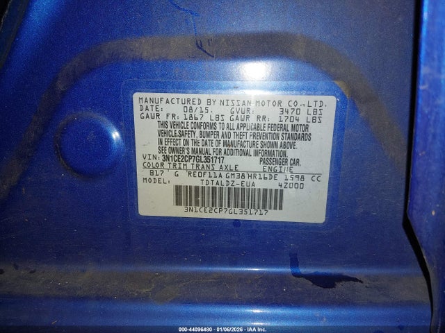 Nissan Versa Note S (sr)/s Plus/sl/sr/sv 2016 3N1CE2CP7GL351717 Image 9