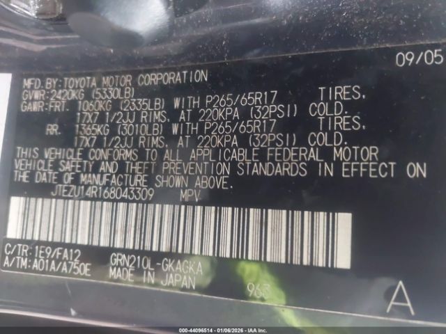 2006 TOYOTA 4RUNNER JTEZU14R168043309 Photo 8