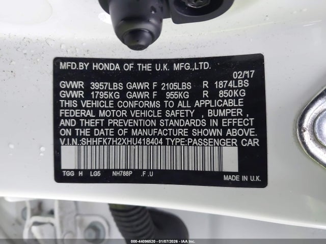 SHHFK7H2XHU418404 Honda Civic Lx