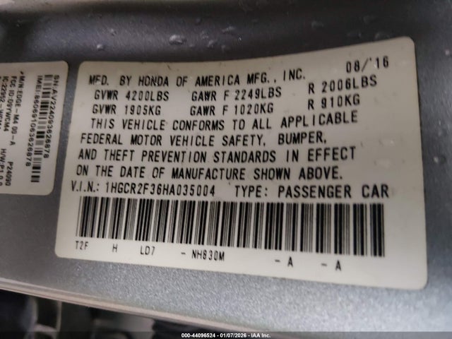1HGCR2F36HA035004 Honda ACCORD LX