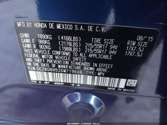 2016 HONDA HR-V 3CZRU6H52GM719606 Photo 8