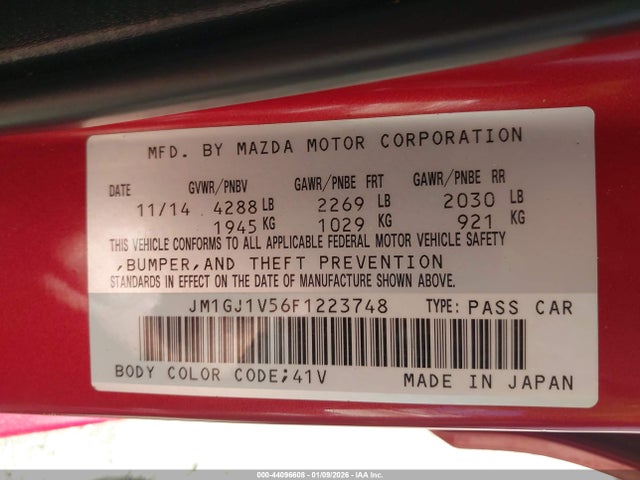 JM1GJ1V56F1223748 Mazda Mazda6 I Touring