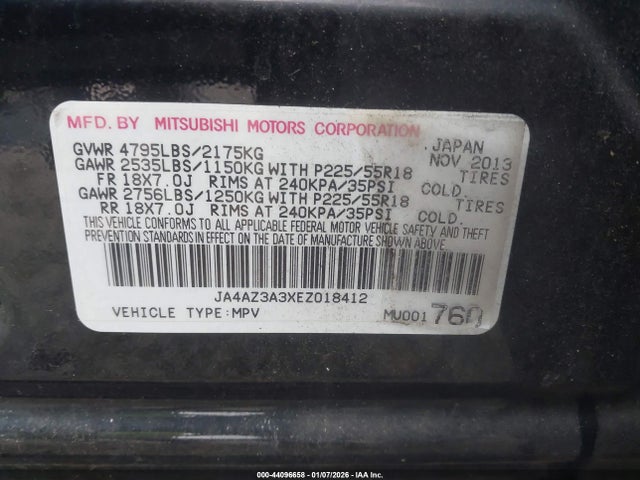 2014 MITSUBISHI OUTLANDER JA4AZ3A3XEZ018412 Photo 8
