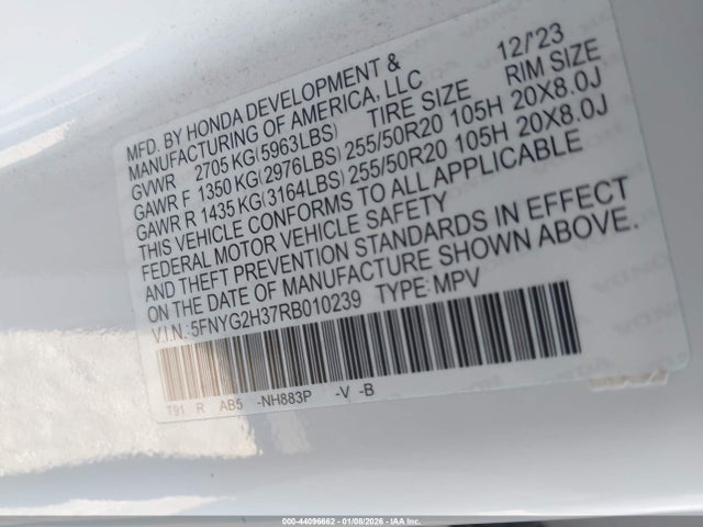 5FNYG2H37RB010239 Honda Pilot Sport