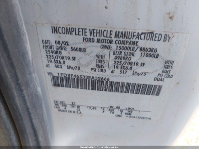 Продаж на аукціоні авто 2003 Ford F-450 Xl/xlt, vin: 1FDXF46S33EA32666, номер лоту: 44096667