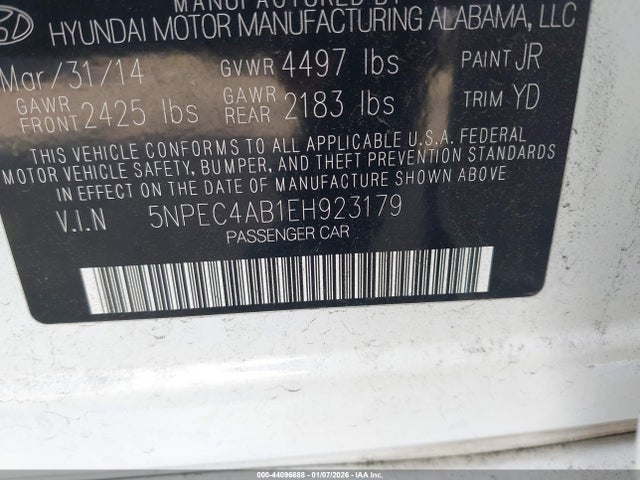 5NPEC4AB1EH923179 Hyundai Sonata Limited 2.0t