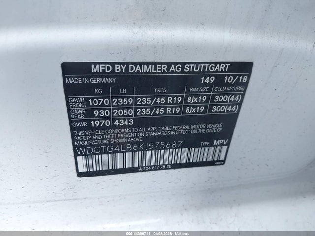 2019 MERCEDES-BENZ GLA 250 WDCTG4EB6KJ575687 Photo 8