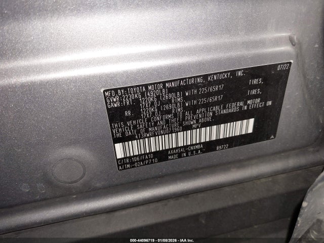 4T3RWRFV0NU071960 Toyota Rav4 Hybrid Xle
