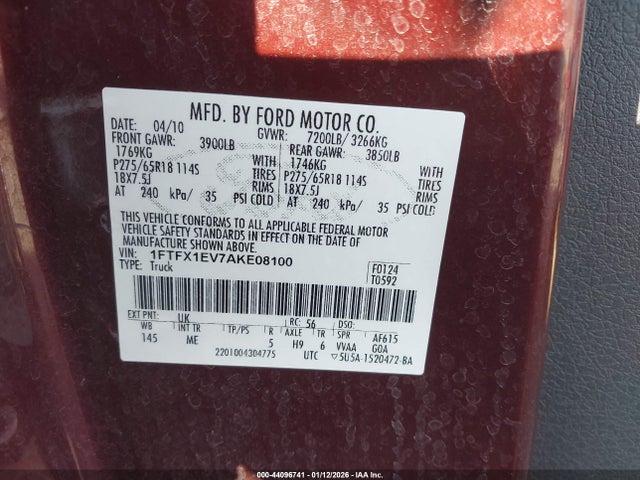 2010 FORD F-150 1FTFX1EV7AKE08100 Photo 8