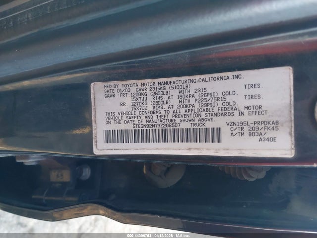 2003 TOYOTA TACOMA 5TEGN92N73Z208507 Photo 8