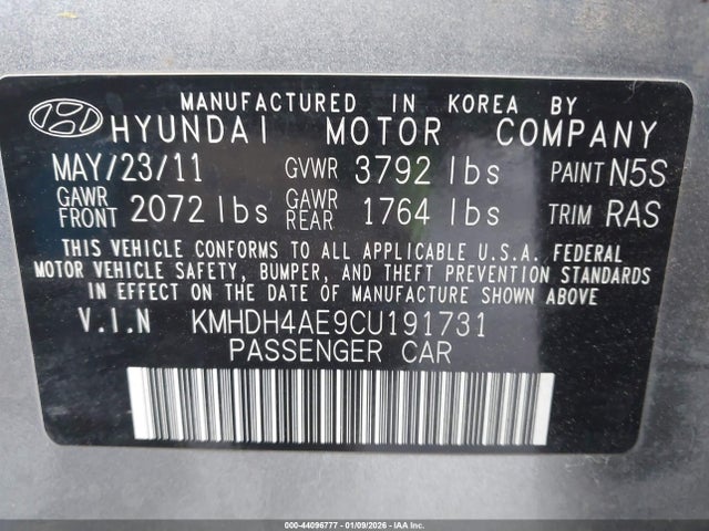 2012 HYUNDAI ELANTRA KMHDH4AE9CU191731 Photo 8
