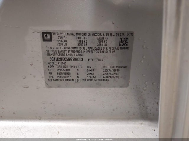 3GTU2NEC5GG289653 GMC Sierra 1500 Slt