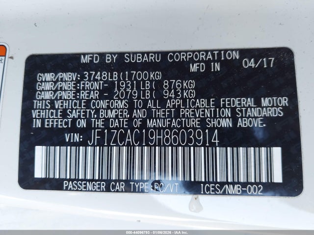 JF1ZCAC19H8603914 Subaru Brz Limited