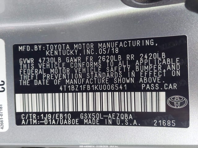 Aukcja sprzedaży 2019 Toyota Avalon Xse, vin: 4T1BZ1FB1KU006541, numer aukcji: 44096814