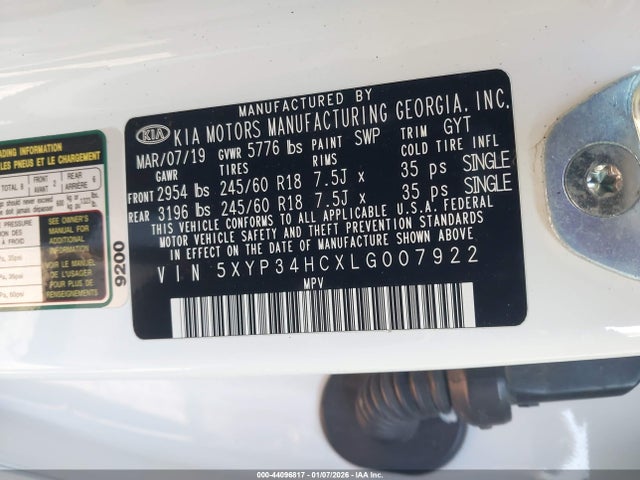 5XYP34HCXLG007922 KIA Telluride Ex