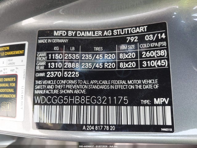 WDCGG5HB8EG321175 Mercedes-Benz GLK 350