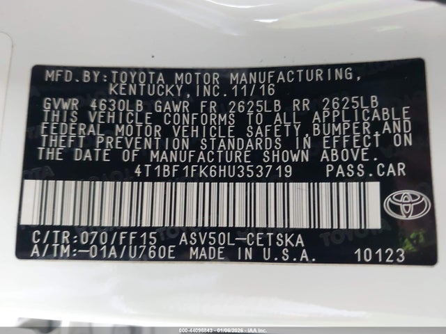 Toyota CAMRY SE 2017 4T1BF1FK6HU353719 Image 9