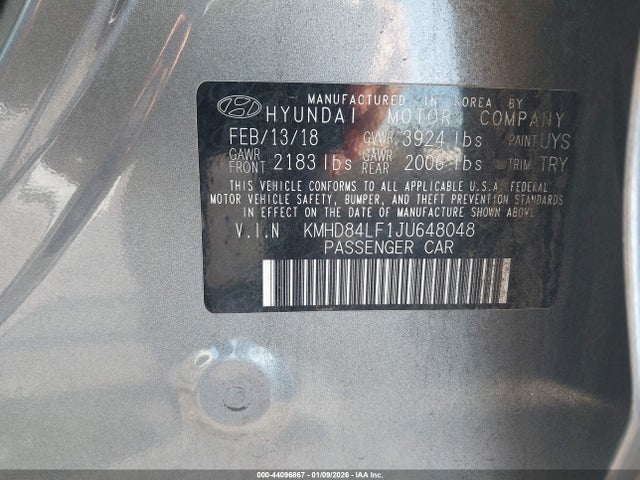 KMHD84LF1JU648048 Hyundai Elantra Limited