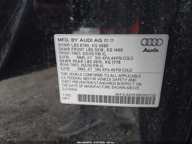 2011 AUDI Q7 WA1LGAFE5BD007226 Photo 8