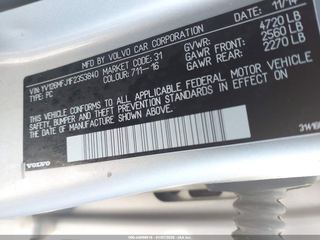 YV126MFJ1F2353840 Volvo S60 T5