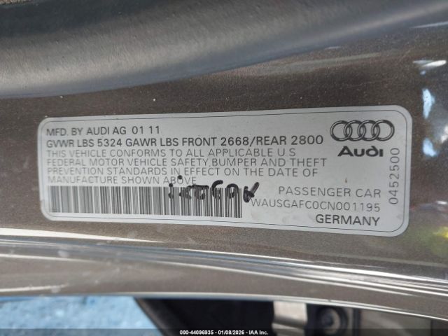 2012 AUDI A7 WAUSGAFC0CN001195 Photo 8