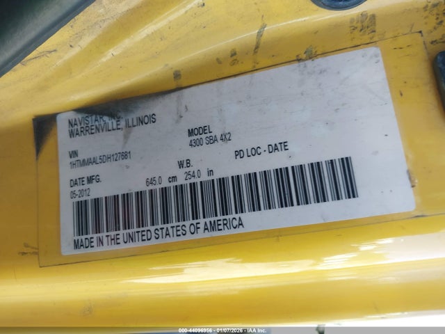 Продаж на аукціоні авто 2013 International 4000 4300, vin: 1HTMMAAL5DH127681, номер лоту: 44096956