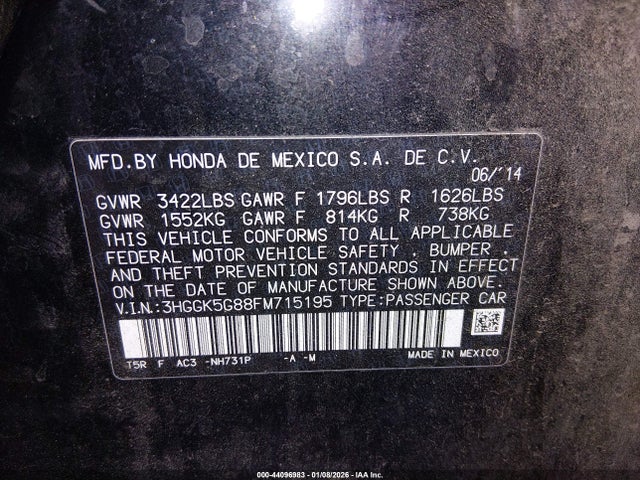 3HGGK5G88FM715195 Honda FIT EX
