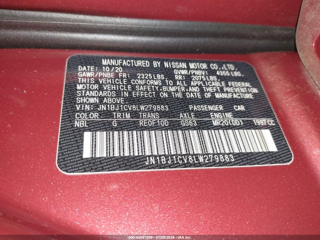 JN1BJ1CV8LW279883 Nissan Rogue Sport S Fwd Xtronic Cvt