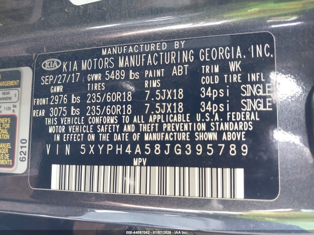 KIA Sorento 3.3l Ex 2018 5XYPH4A58JG395789 Image 9